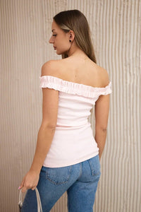 Blouse with frills 9096 / – Powder цвет / color | Lexline Fashion