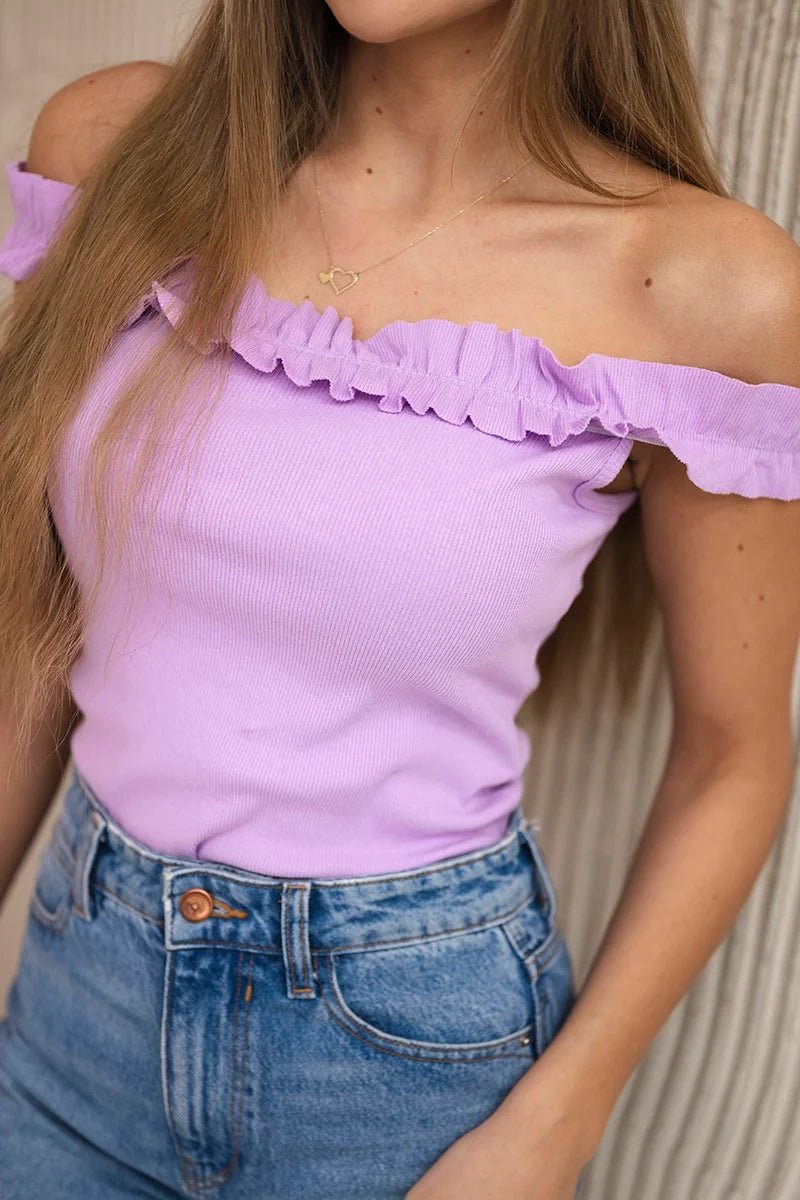 Blouse with frills 9096 / – Purple цвет / color | Lexline Fashion