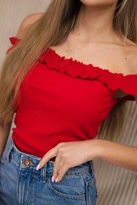 Blouse with frills 9096 / – Red цвет / color | Lexline Fashion