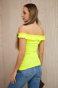 Blouse with frills 9096 / – Yellow || Neon цвет / color | Lexline Fashion