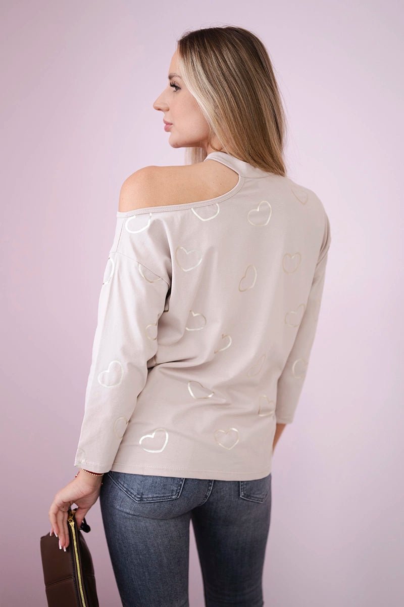 Blouse with print 9238 / – Beige цвет / color | Lexline Fashion