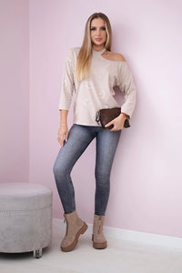 Blouse with print 9238 / – Beige цвет / color | Lexline Fashion