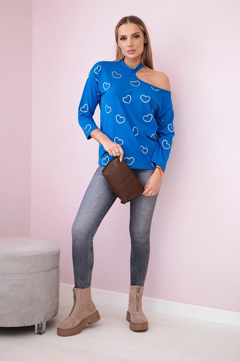 Blouse with print 9238 / – Blue cornflower цвет / color | Lexline Fashion