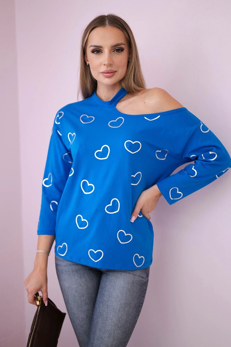 Blouse with print 9238 / – Blue cornflower цвет / color | Lexline Fashion