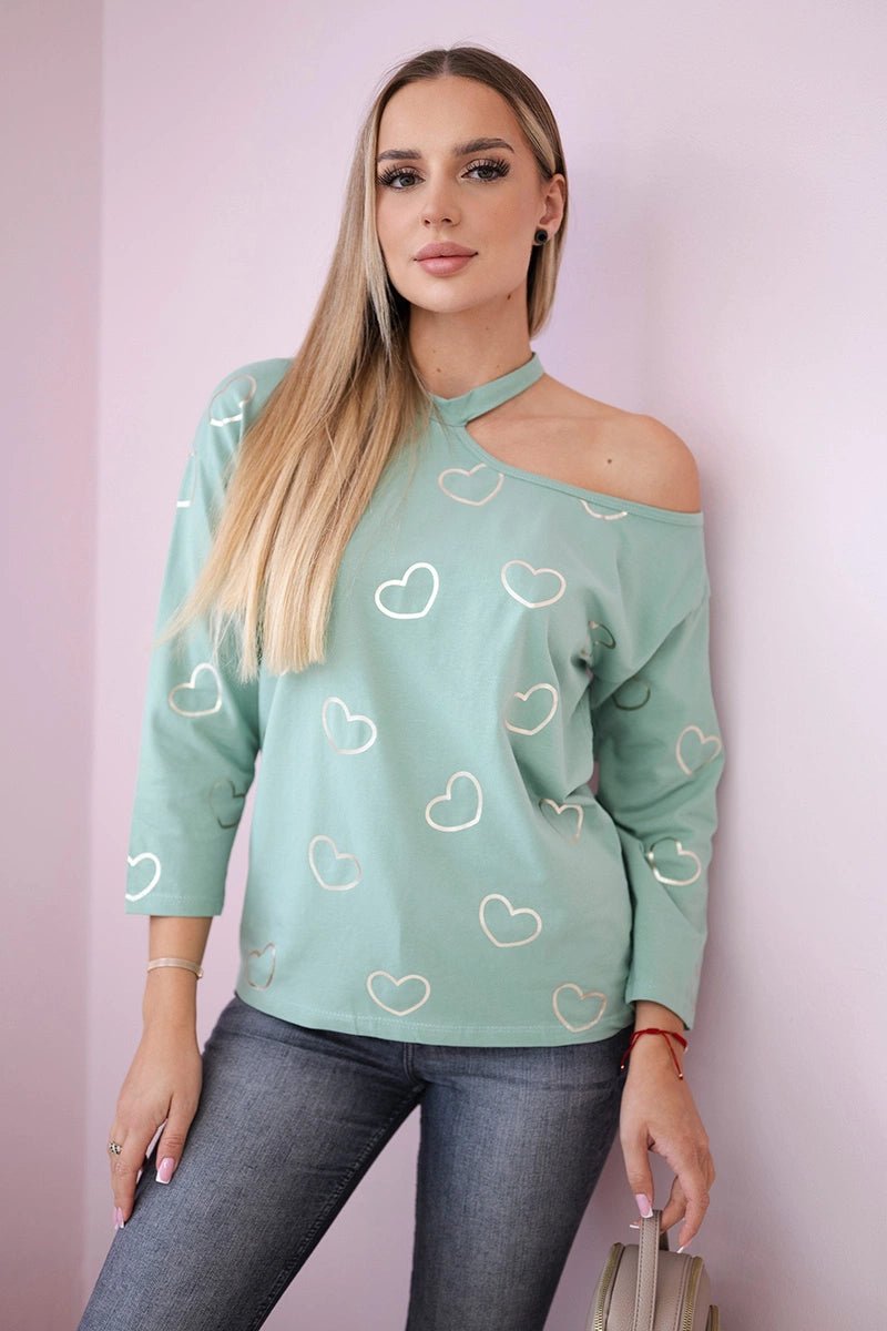 Blouse with print 9238 / – Dark || Mint цвет / color | Lexline Fashion