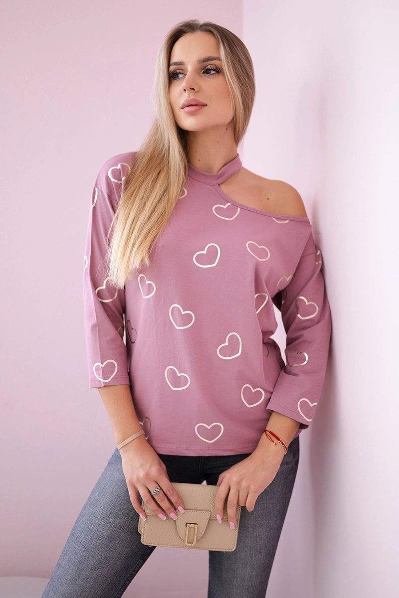 Blouse with print 9238 / – Dark || pink цвет / color | Lexline Fashion