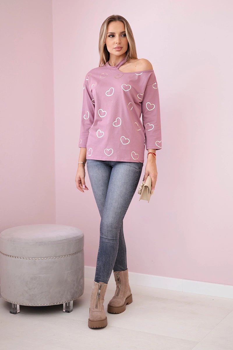 Blouse with print 9238 / – Dark || pink цвет / color | Lexline Fashion