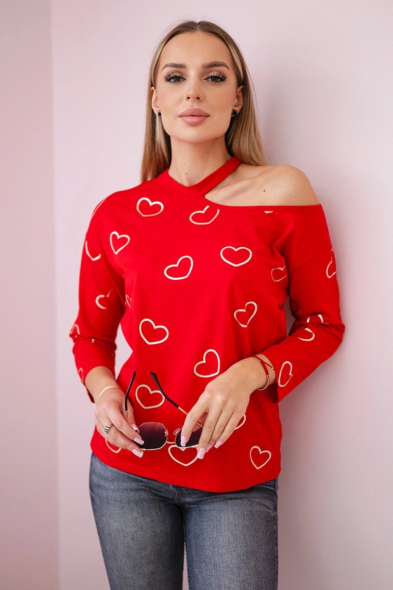 Blouse with print 9238 / – Red цвет / color | Lexline Fashion