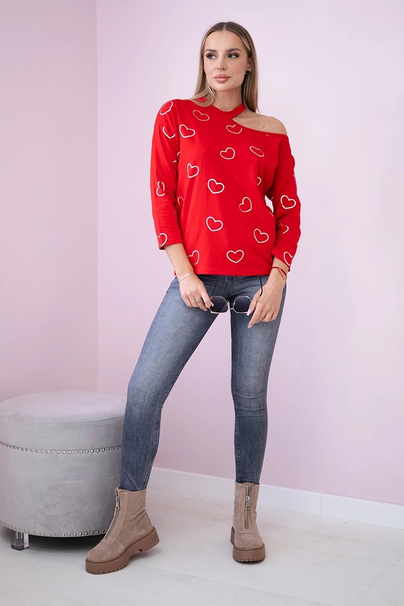 Blouse with print 9238 / – Red цвет / color | Lexline Fashion