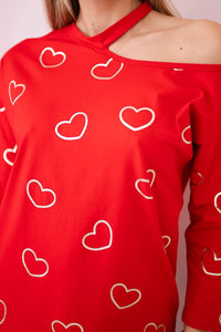 Blouse with print 9238 / – Red цвет / color | Lexline Fashion