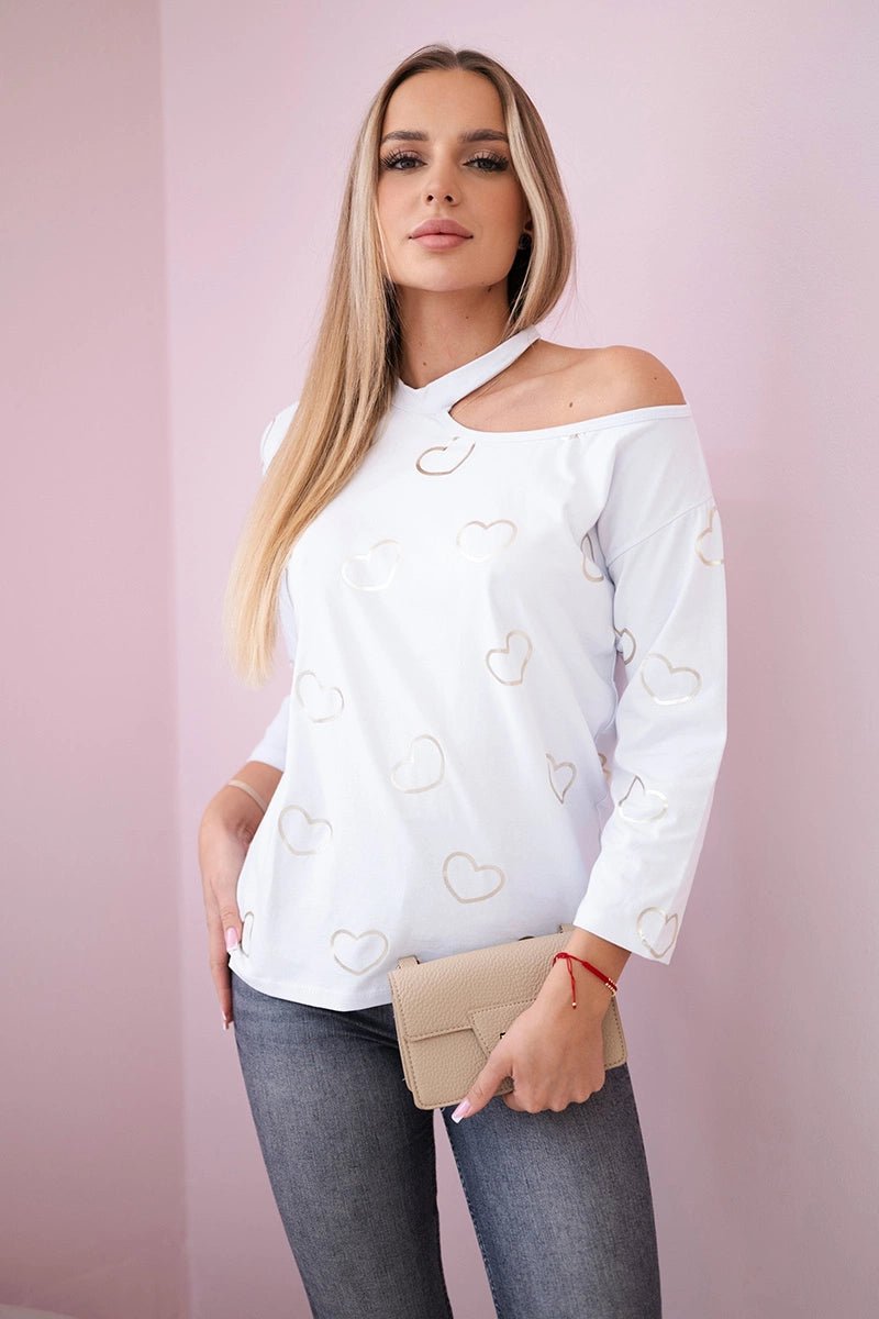 Blouse with print 9238 / – White цвет / color | Lexline Fashion