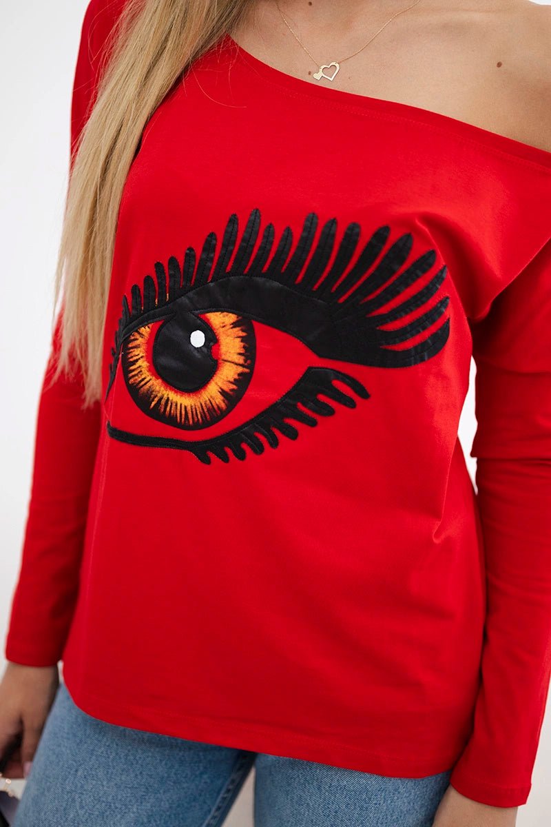 Blouse with print and longer back 9315 / – Red цвет / color | Lexline Fashion