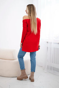 Blouse with print and longer back 9315 / – Red цвет / color | Lexline Fashion