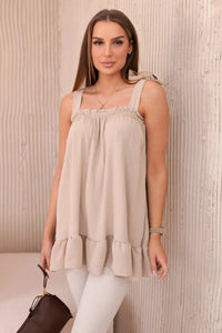Blouse with straps 6863Q / – Beige цвет / color | Lexline Fashion