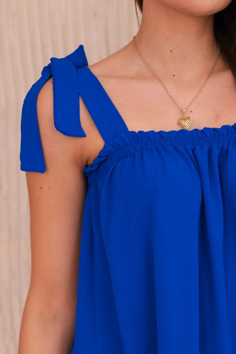 Blouse with straps 6863Q / – Blue cornflower цвет / color | Lexline Fashion
