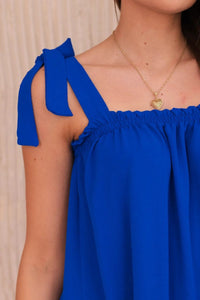 Blouse with straps 6863Q / – Blue cornflower цвет / color | Lexline Fashion