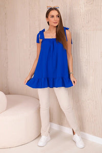 Blouse with straps 6863Q / – Blue cornflower цвет / color | Lexline Fashion