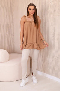 Blouse with straps 6863Q / – Camel цвет / color | Lexline Fashion