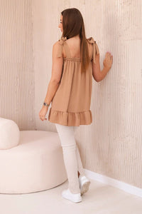 Blouse with straps 6863Q / – Camel цвет / color | Lexline Fashion