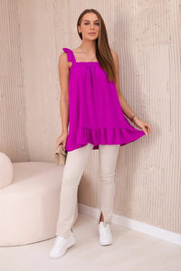Blouse with straps 6863Q / – Dark || purple цвет / color | Lexline Fashion