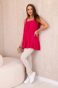 Blouse with straps 6863Q / – Fuchsia цвет / color | Lexline Fashion