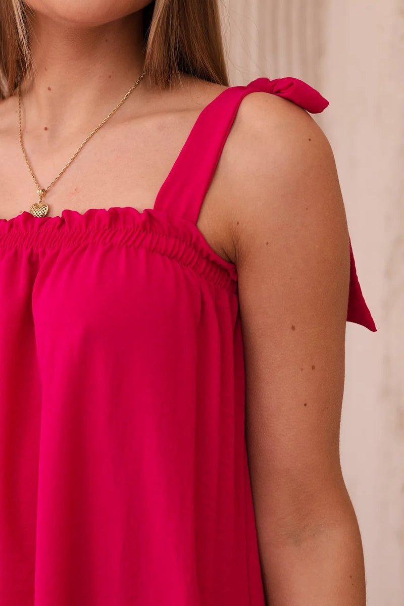 Blouse with straps 6863Q / – Fuchsia цвет / color | Lexline Fashion