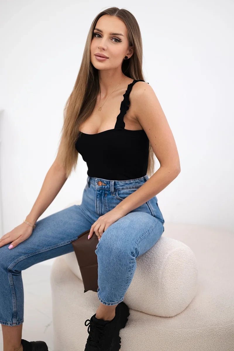 Blouse with straps 9257 / – Black цвет / color | Lexline Fashion