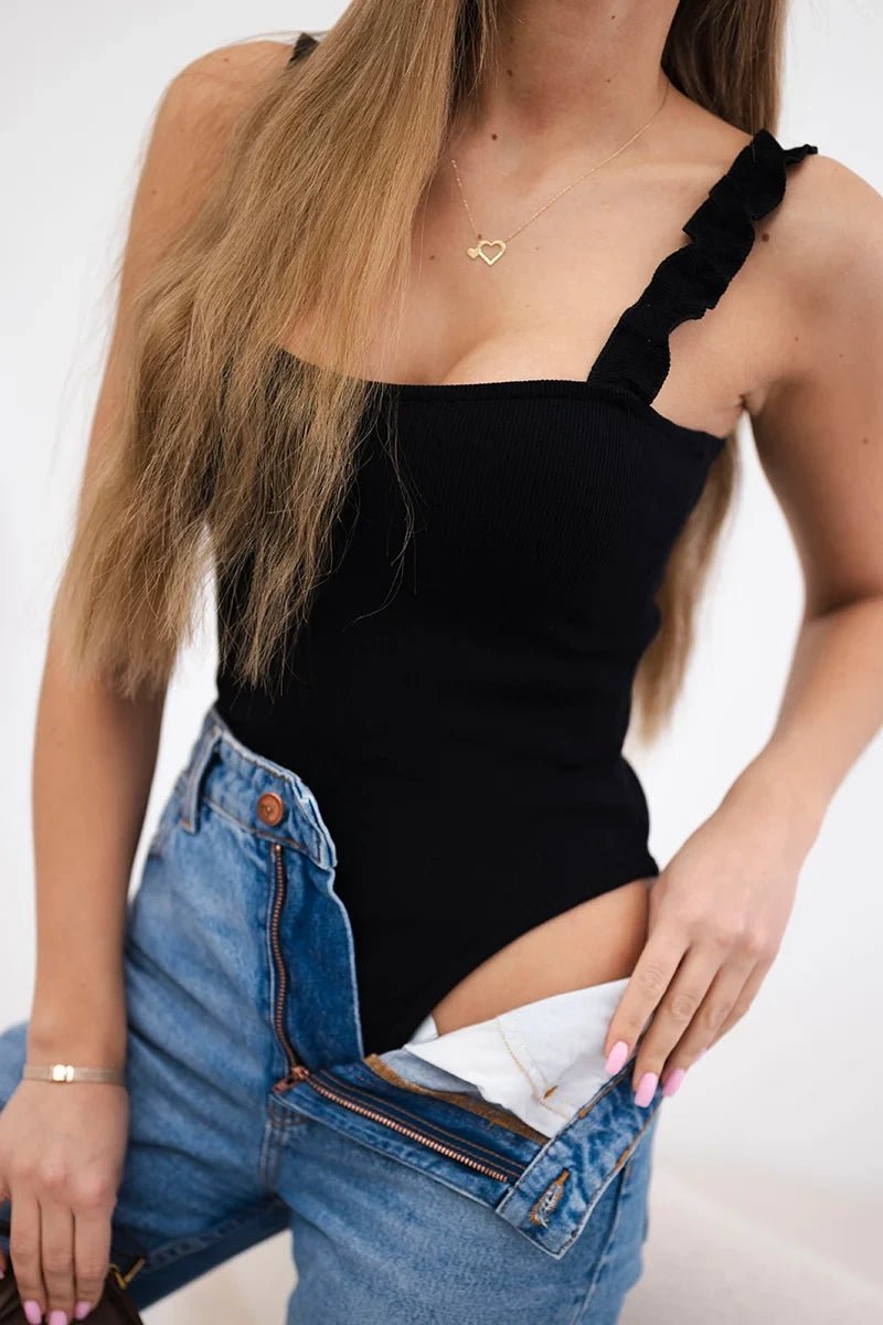 Blouse with straps 9257 / – Black цвет / color | Lexline Fashion