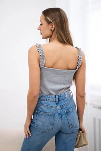 Blouse with straps 9257 / – Gray цвет / color | Lexline Fashion