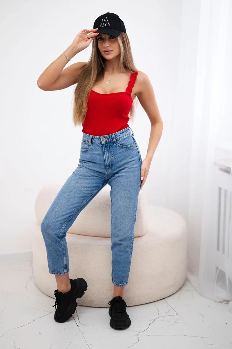 Blouse with straps 9257 / – Red цвет / color | Lexline Fashion