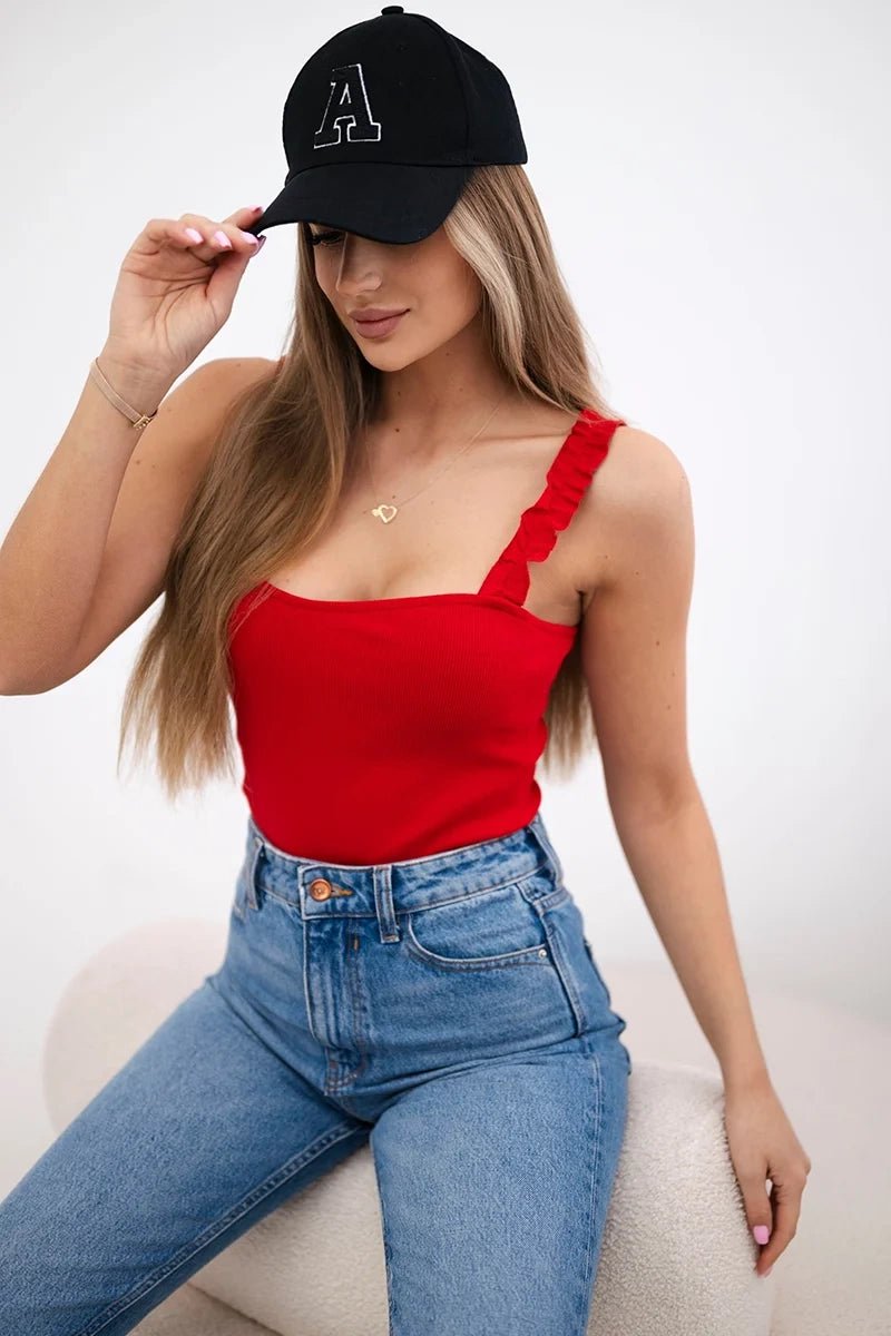 Blouse with straps 9257 / – Red цвет / color | Lexline Fashion