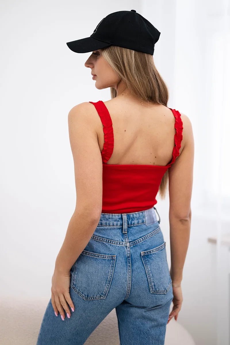 Blouse with straps 9257 / – Red цвет / color | Lexline Fashion