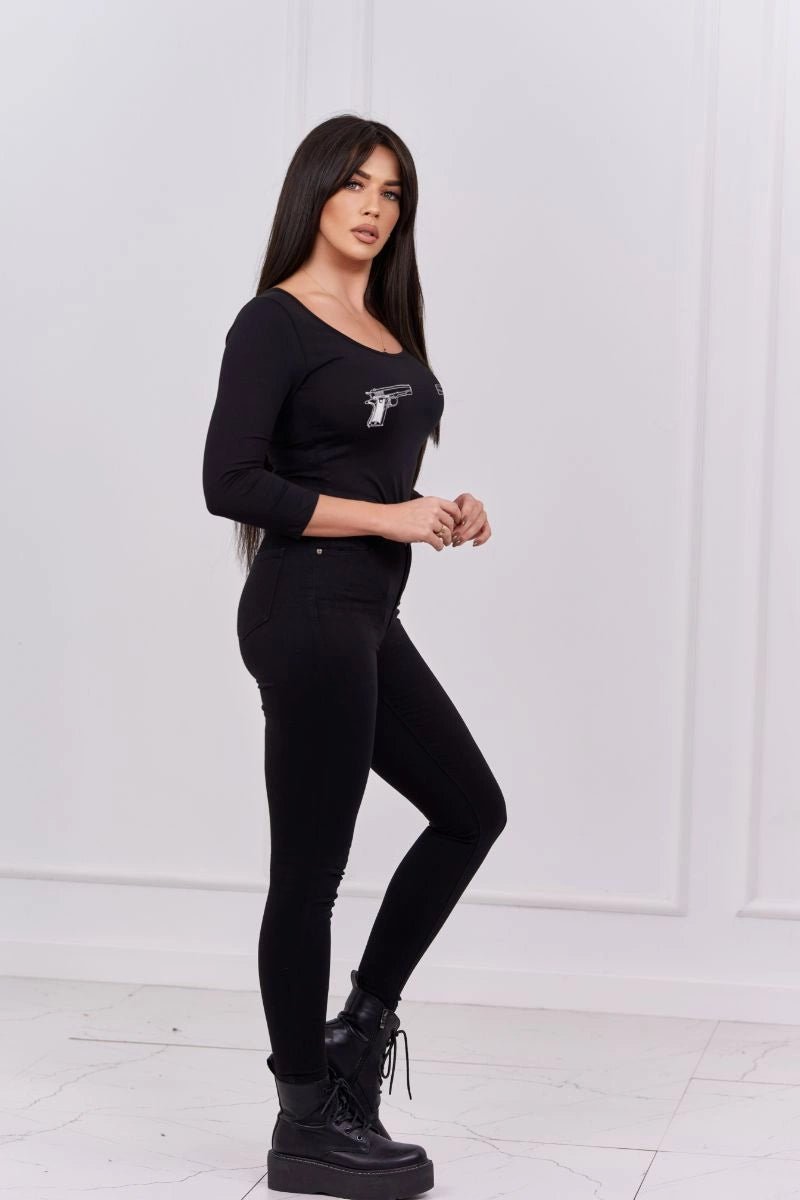 Body blouse with print 9234 / – Black цвет / color | Lexline Fashion