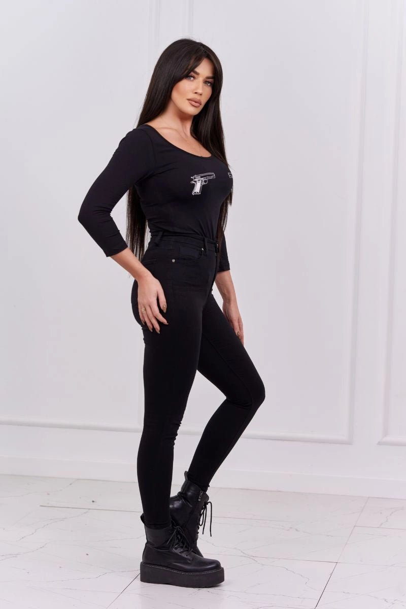 Body blouse with print 9234 / – Black цвет / color | Lexline Fashion