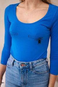 Body blouse with print 9234 / – Blue cornflower цвет / color | Lexline Fashion