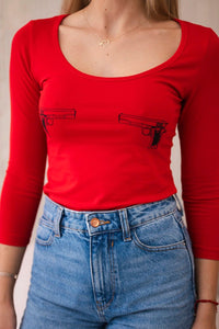 Body blouse with print 9234 / – Red цвет / color | Lexline Fashion
