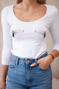 Body blouse with print 9234 / – White цвет / color | Lexline Fashion
