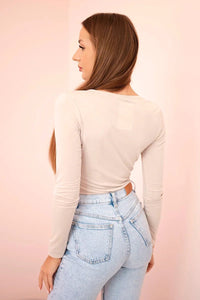 Bodysuit with ruffles and decorative buckle ART10010 / – Beige цвет / color | Lexline Fashion