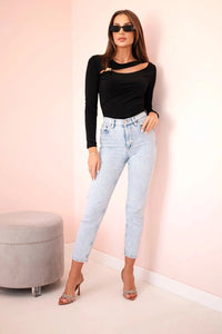 Bodysuit with ruffles and decorative buckle ART10010 / – Black цвет / color | Lexline Fashion