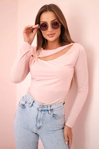 Bodysuit with ruffles and decorative buckle ART10010 / – Powder цвет / color | Lexline Fashion