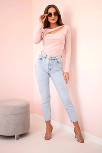 Bodysuit with ruffles and decorative buckle ART10010 / – Powder цвет / color | Lexline Fashion
