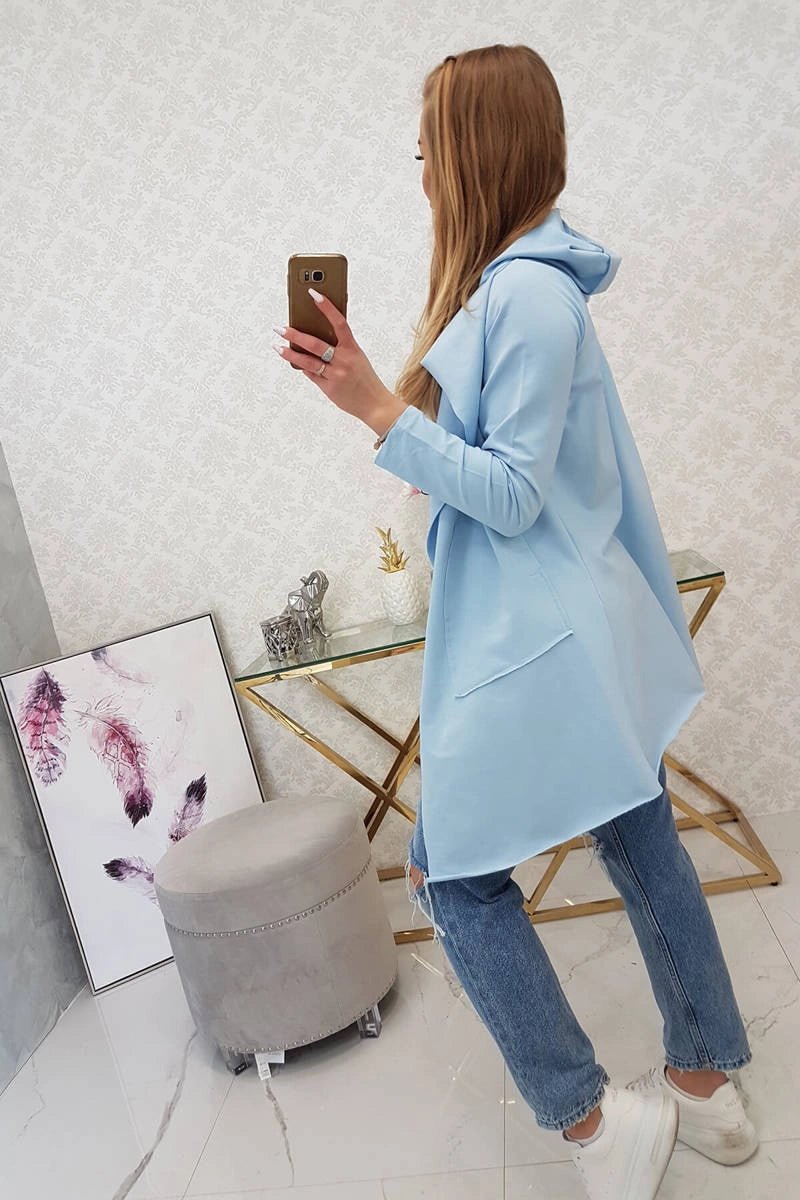 Cape with a loose hood 8928 / – Blue цвет / color | Lexline Fashion