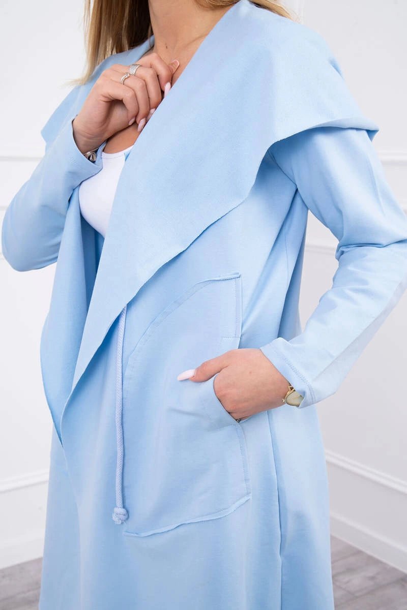 Cape with a loose hood 8928 / – Blue цвет / color | Lexline Fashion