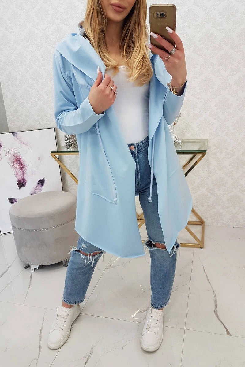 Cape with a loose hood 8928 / – Blue цвет / color | Lexline Fashion