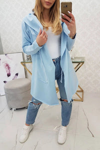 Cape with a loose hood 8928 / – Blue цвет / color | Lexline Fashion