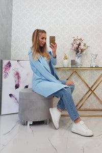 Cape with a loose hood 8928 / – Blue цвет / color | Lexline Fashion