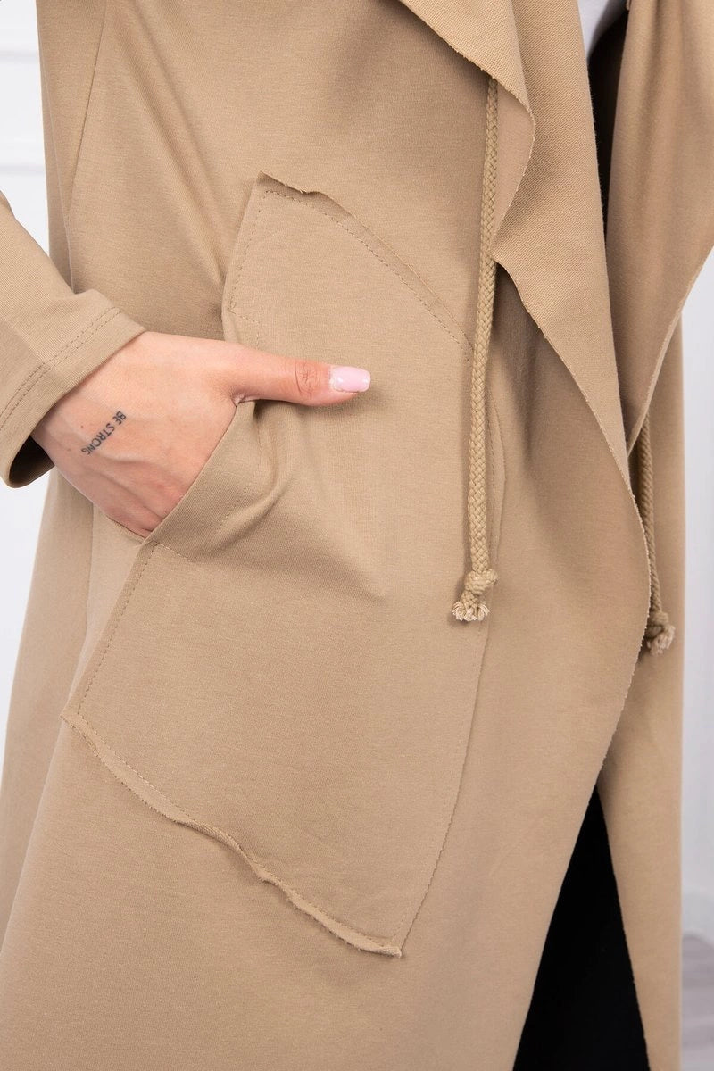 Cape with a loose hood 8928 / – Camel цвет / color | Lexline Fashion