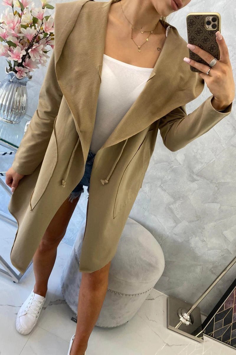 Cape with a loose hood 8928 / – Camel цвет / color | Lexline Fashion