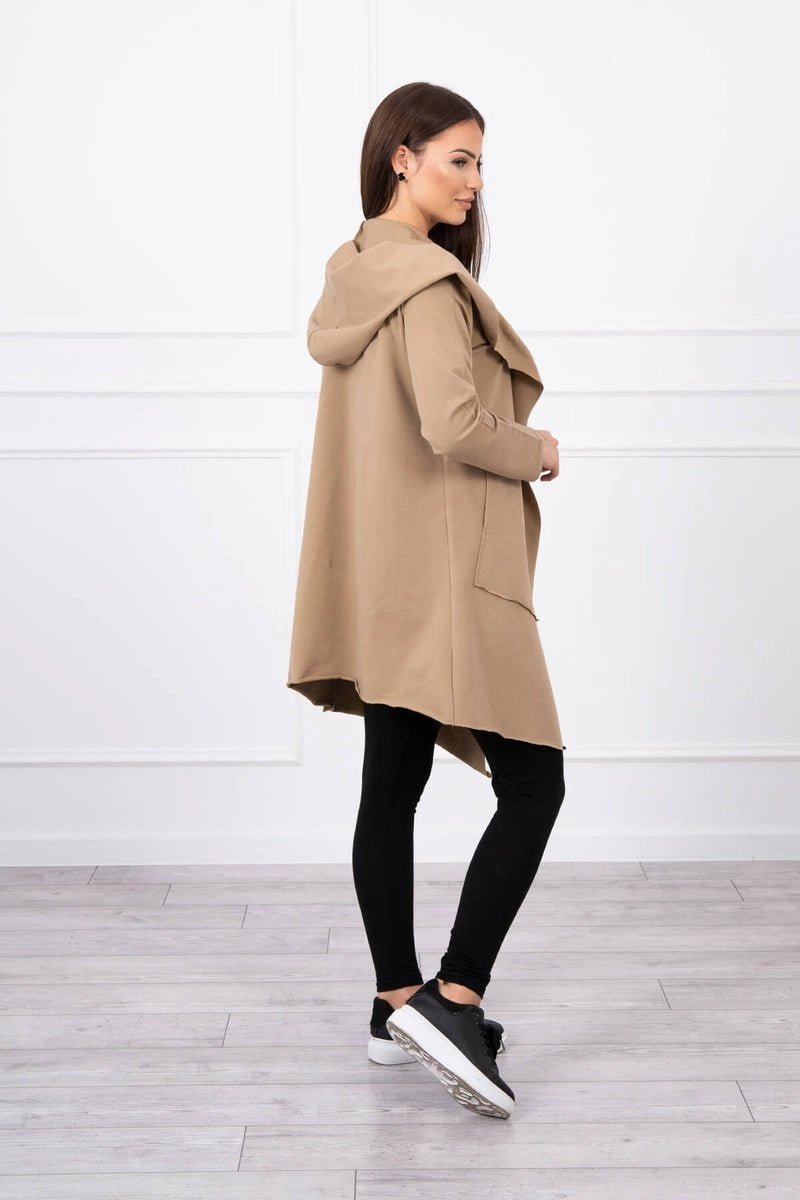 Cape with a loose hood 8928 / – Camel цвет / color | Lexline Fashion