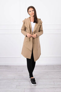 Cape with a loose hood 8928 / – Camel цвет / color | Lexline Fashion